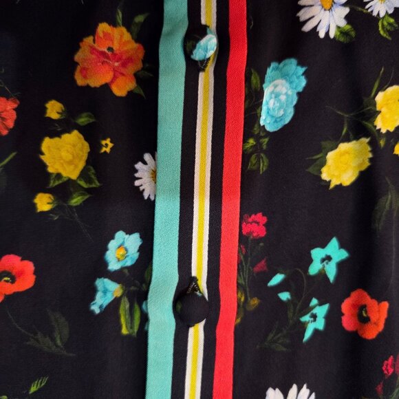 Alice + Olivia Randa Floral Bell Sleeve Blouse Top Medium Maximalism Boho Fun - Picture 6 of 12